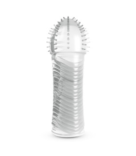 Насадка на пенис Crushious Ribbed ребристая, прозрачная, 15.5 х 3.3 см - No Taboo