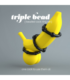 Набір ерекційних кілець Crushious Triple Bead чорний, 3 шт - No Taboo