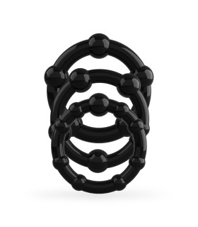 Набір ерекційних кілець Crushious Triple Bead чорний, 3 шт - No Taboo