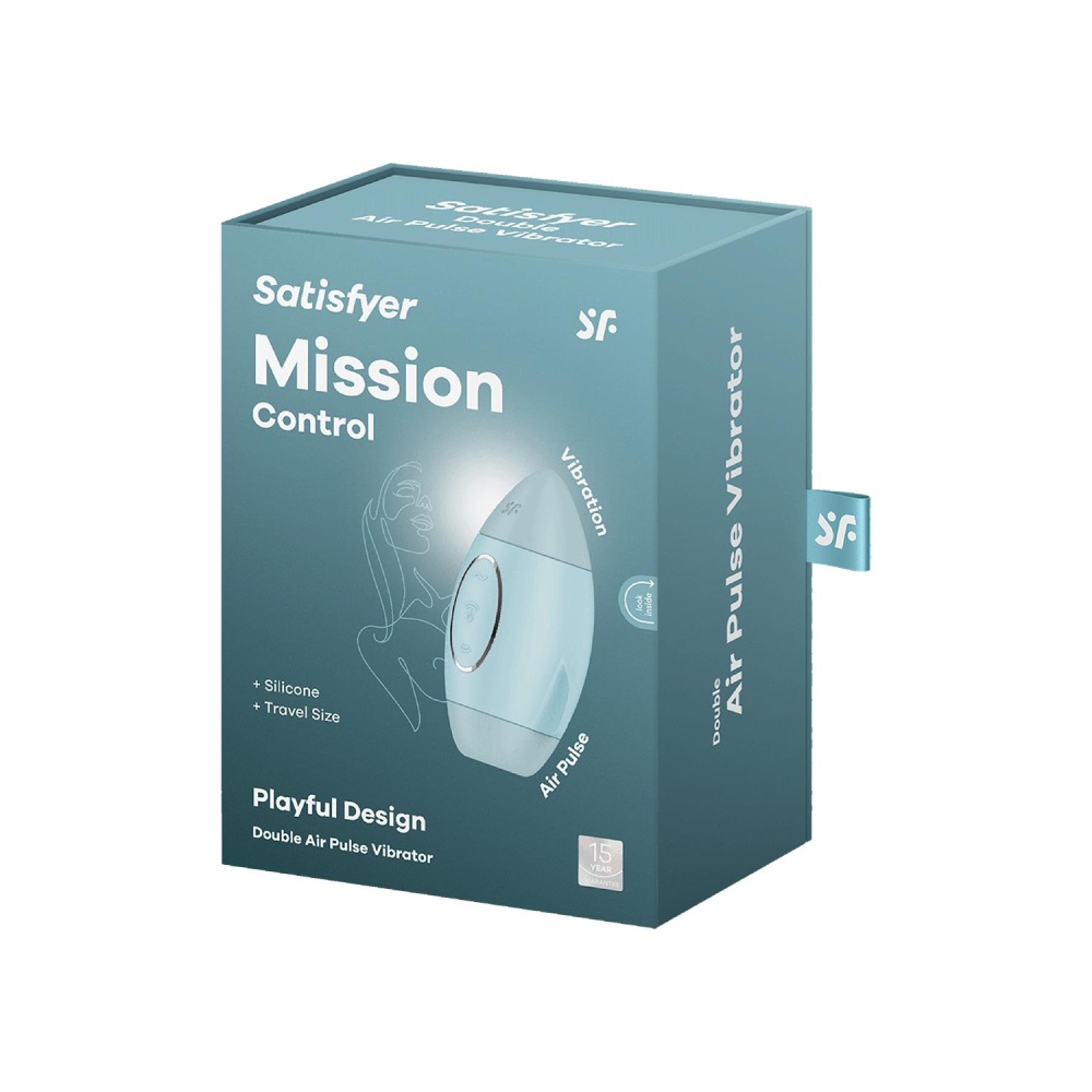 Вибратор Satisfyer Mission Control с вакуумной стимуляцией клитора, голубой, 10 х 6.6 см фото №2 — секс игрушки: Украина, NO TABOO