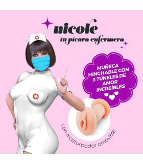 Секс-кукла Crushious Nicole со съемным мастурбатором и 3 отверстиями, бежевая, 155 см - No Taboo