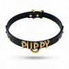 Чокер с надписью PUPPY от UPKO из итальянской кожи, черный с золотой фурнитурой, фото №3 — секс шоп Украина, NO TABOO