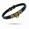 Чокер с надписью PUPPY от UPKO из итальянской кожи, черный с золотой фурнитурой, фото №5 — секс шоп Украина, NO TABOO