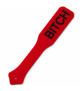 Паддл силиконовый DS Fetish с черной надписью BITCH, красный - No Taboo