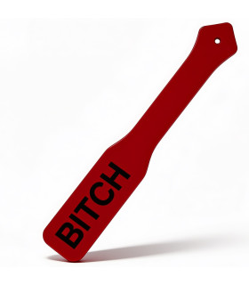Паддл силиконовый DS Fetish с черной надписью BITCH, красный - No Taboo