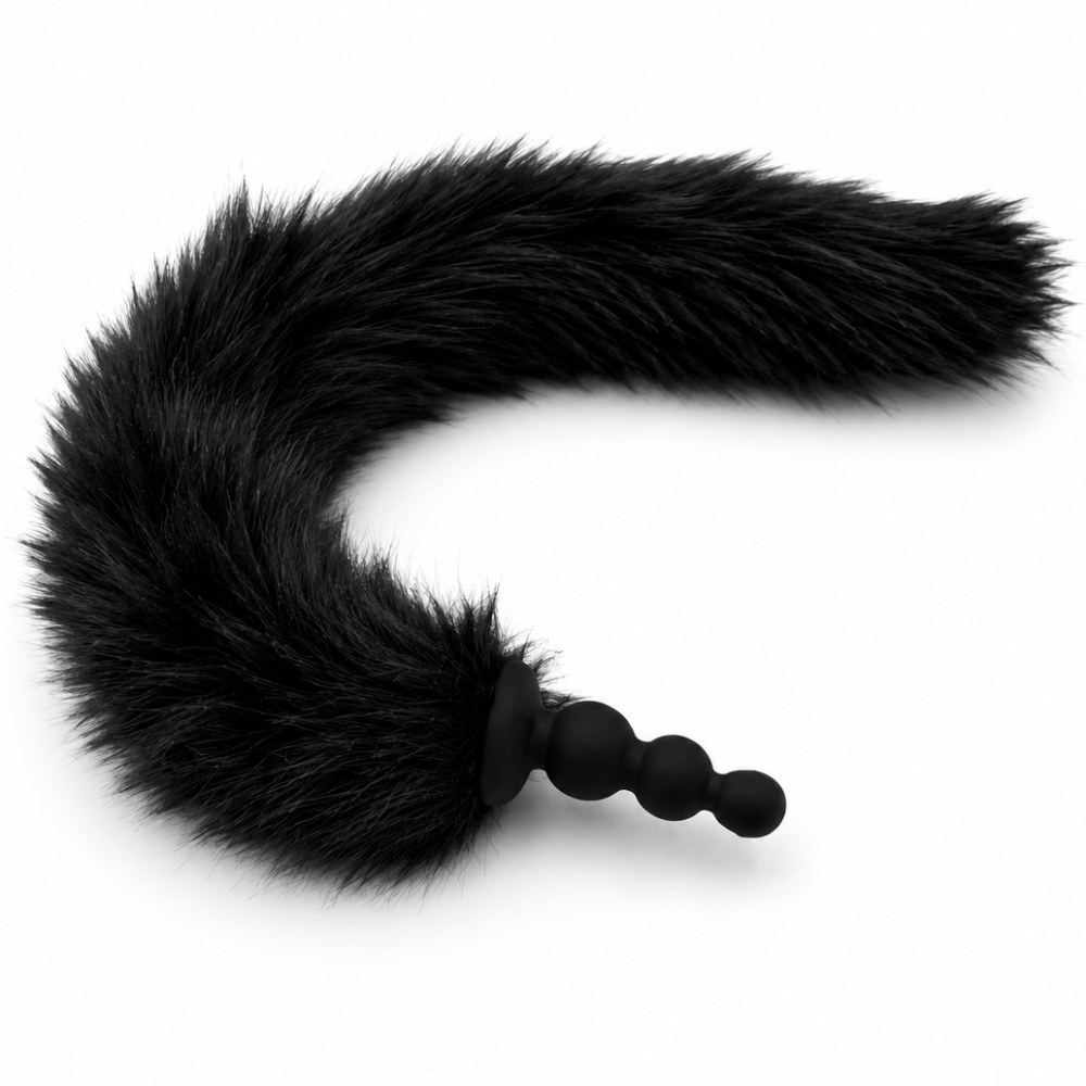 Анальная ёлочка DS Fetish с черным лисьим хвостом, черная, XXS фото №0 — секс игрушки: Украина, NO TABOO