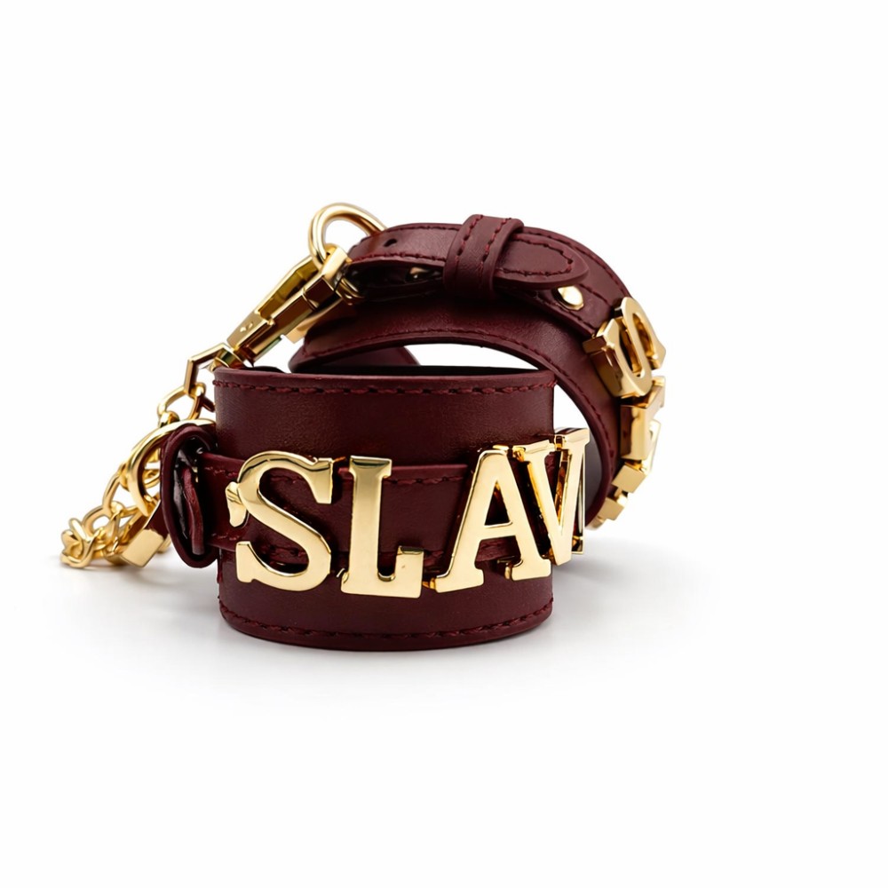 Набор БДСМ WOW Fetish SLAVE в чемодане, бордово-золотой, 8 предметов, фото №11 — секс шоп Украина, NO TABOO