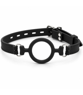 Кляп-кільце DS Fetish на регульованому ремінці, чорний - No Taboo