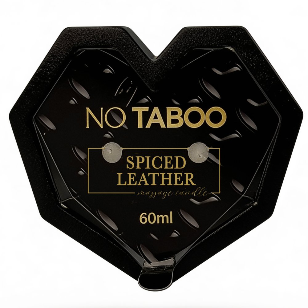 Массажная свеча в форме сердца, 60 мл, NO TABOO Spiced Leather кожа + амбра + мускатный орех, фото №2 — секс шоп Украина, NO TABOO