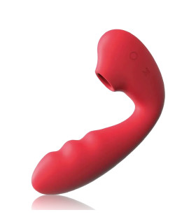 Вибратор для точки G BeYourLover Tara с вакуумной стимуляцией и нагревом, красный, 13 х 3.5 см - No Taboo