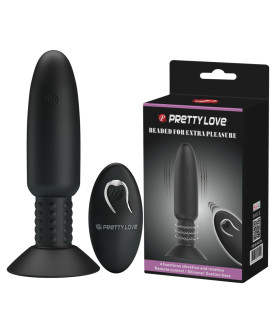Анальный вибратор Pretty Love с ротацией, с пультом, черный, 14.6 х 3.6 см - No Taboo