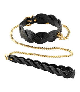Ошейник с поводком Guilty Pleasure Lunar Braided с плетеными элементами,черный, 103 см - No Taboo