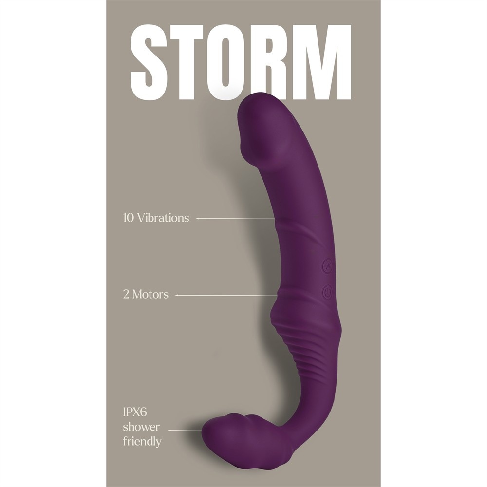 Безремневый вибрострапон Dream Toys Storm с пультом, фиолетовый, 21 х 3.9 см фото №10 — секс игрушки: Украина, NO TABOO