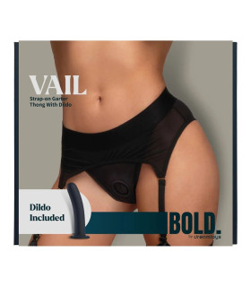 Страпон Dream Toys Vail с трусиками-подвязками, черный, S - No Taboo