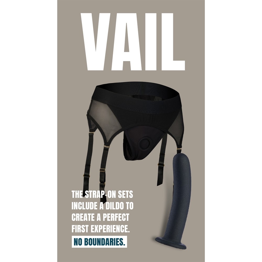 Страпон Dream Toys Vail с трусиками-подвязками, черный, S фото №10 — секс игрушки: Украина, NO TABOO