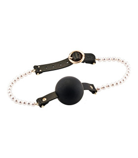 Кляп-шар Guilty Pleasure Allure Majestic Pearl с перлами, черный - No Taboo