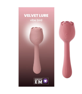 Вібратор подвійний Sweet Em Vibe Bird у вигляді тюльпана, з хвильовою стимуляцією, рожевий, 18.8 х 5.5 см - No Taboo