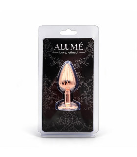 Анальная пробка ALUME, S, с розовым камнем, золотая, 7.1 х 3.2 см - No Taboo