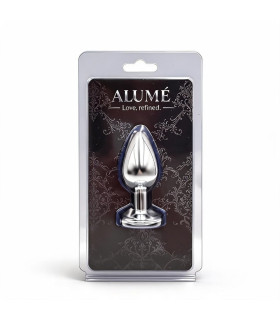 Анальная пробка ALUME, S, с белым камнем, серебряная, 7.1 х 3.2 см - No Taboo