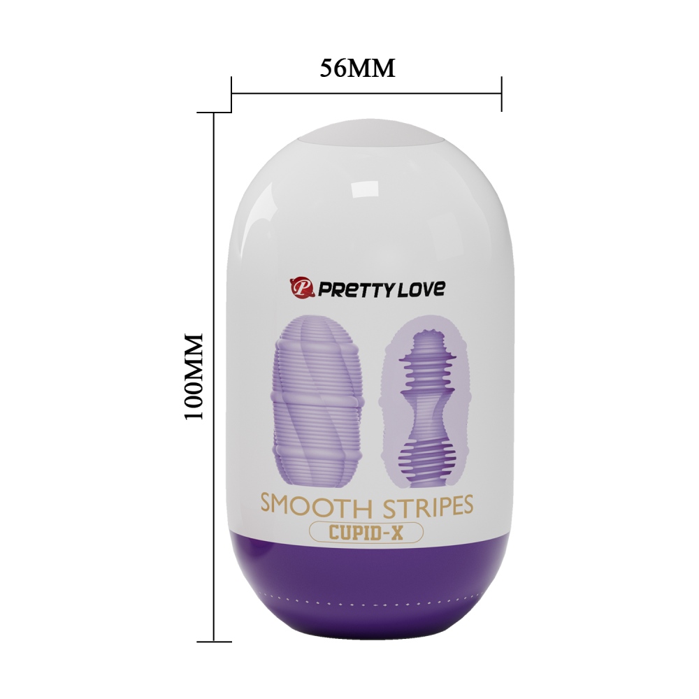 Минимастурбатор Pretty Love Smooth Stripes Cupid X Egg, фиолетовый, 10 х 5,6 см фото №5 — секс игрушки: Украина, NO TABOO