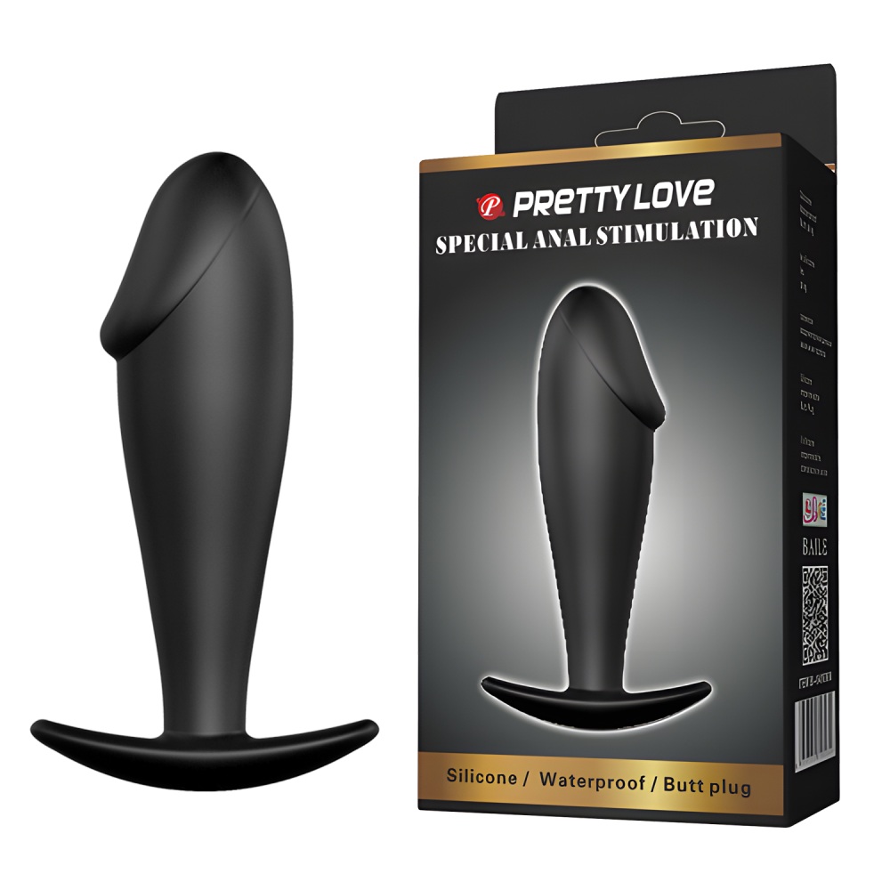 Анальная пробка Pretty Love с ограничителем, чёрная, 10 х 3 см фото №0 — секс игрушки: Украина, NO TABOO