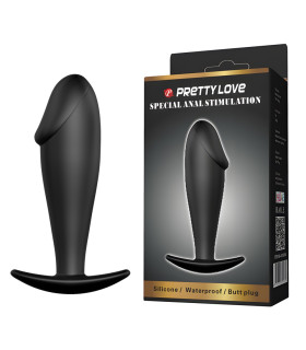 Анальная пробка Pretty Love с ограничителем, чёрная, 10 х 3 см - No Taboo
