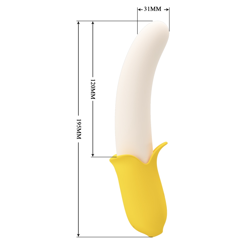 Вибратор с фрикциями Pretty Love Banana Geek в виде банана, бело-жёлтый, 19.5 х 3.1 см фото №8 — секс игрушки: Украина, NO TABOO
