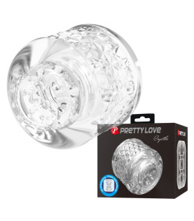 Минимастурбатор сквозной Pretty Love Crystle рельефный, прозрачный, 6 х 6 см - No Taboo