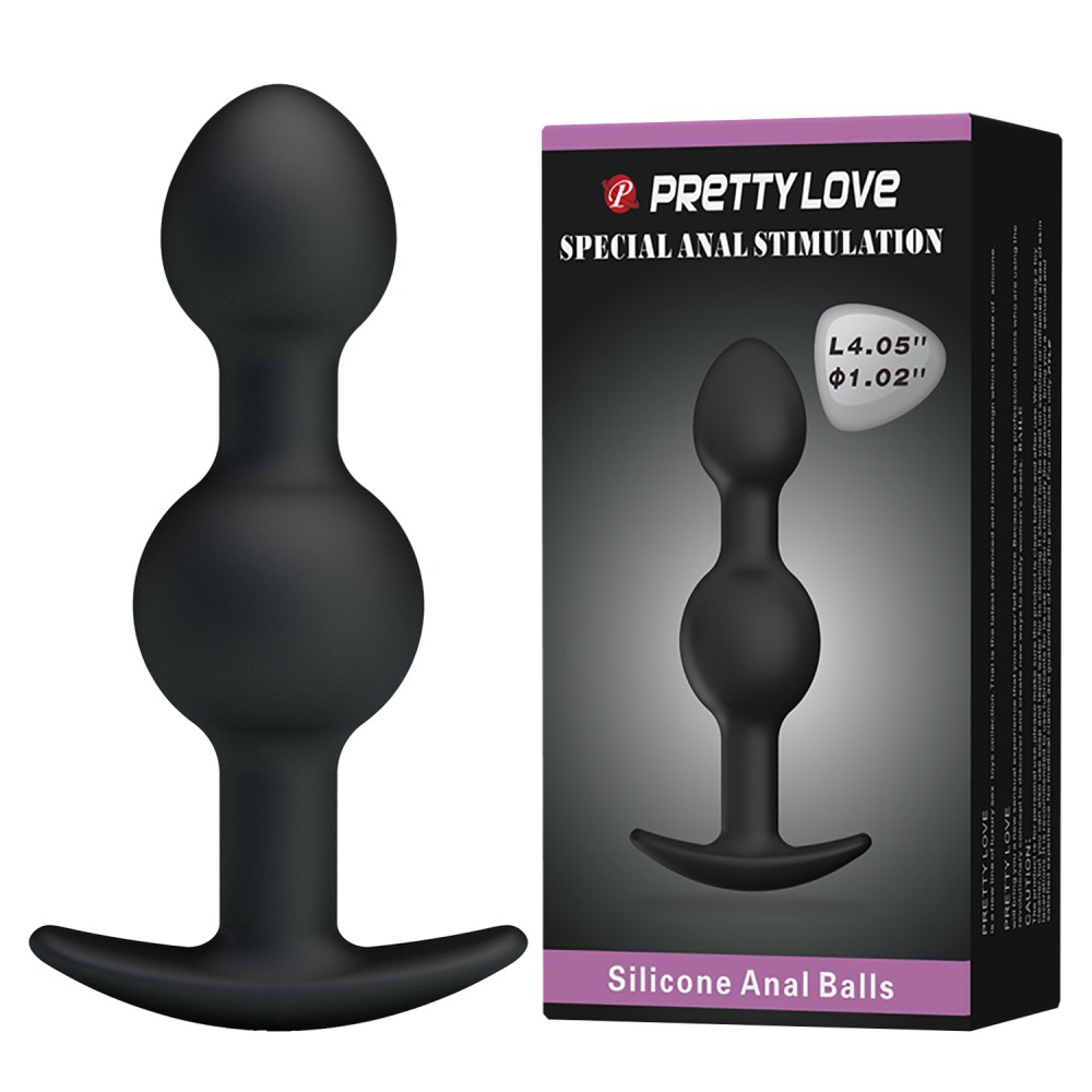 Анальная пробка Pretty Love с двумя шариками, чёрная, 10.4 х 2.2–2.6 см фото №0 — секс игрушки: Украина, NO TABOO