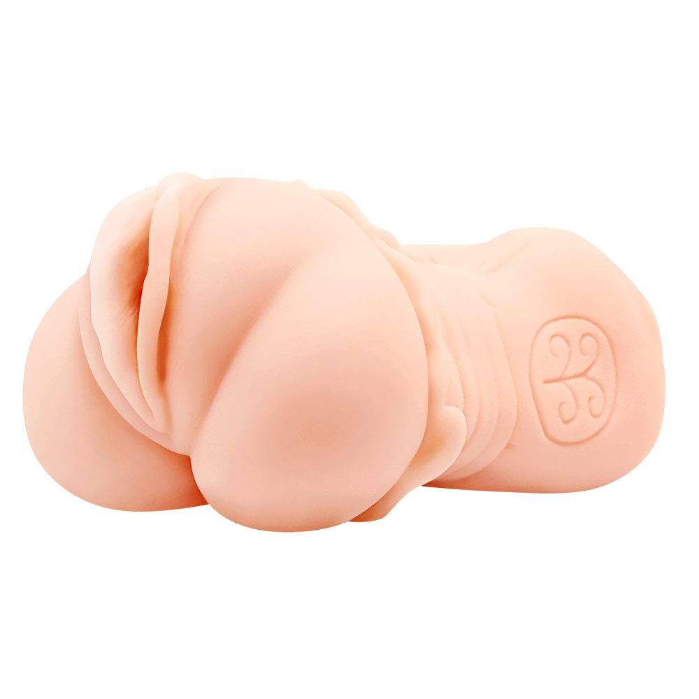 Мастурбатор-вагіна CRAZY BULL 3D Vagina с вибрацией, бежевий, 14 х 6 см фото №4 — секс игрушки: Украина, NO TABOO