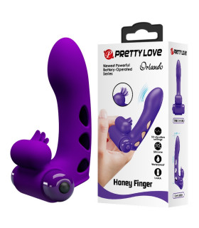 Вибратор на палец Pretty Love Orlando с клиторальной стимуляцией, фиолетовый, 9 х 2.6 см - No Taboo