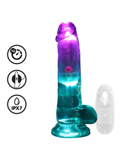 Вибратор с LED-подсветкой REALROCK с пультом, на присоске, прозрачный, 15 х 4 см - No Taboo