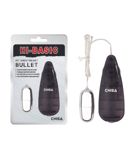 Вибропуля с черным проводным пультом управления Chisa Hi-Basic, серебристая, 4.5 х 2.6 см - No Taboo