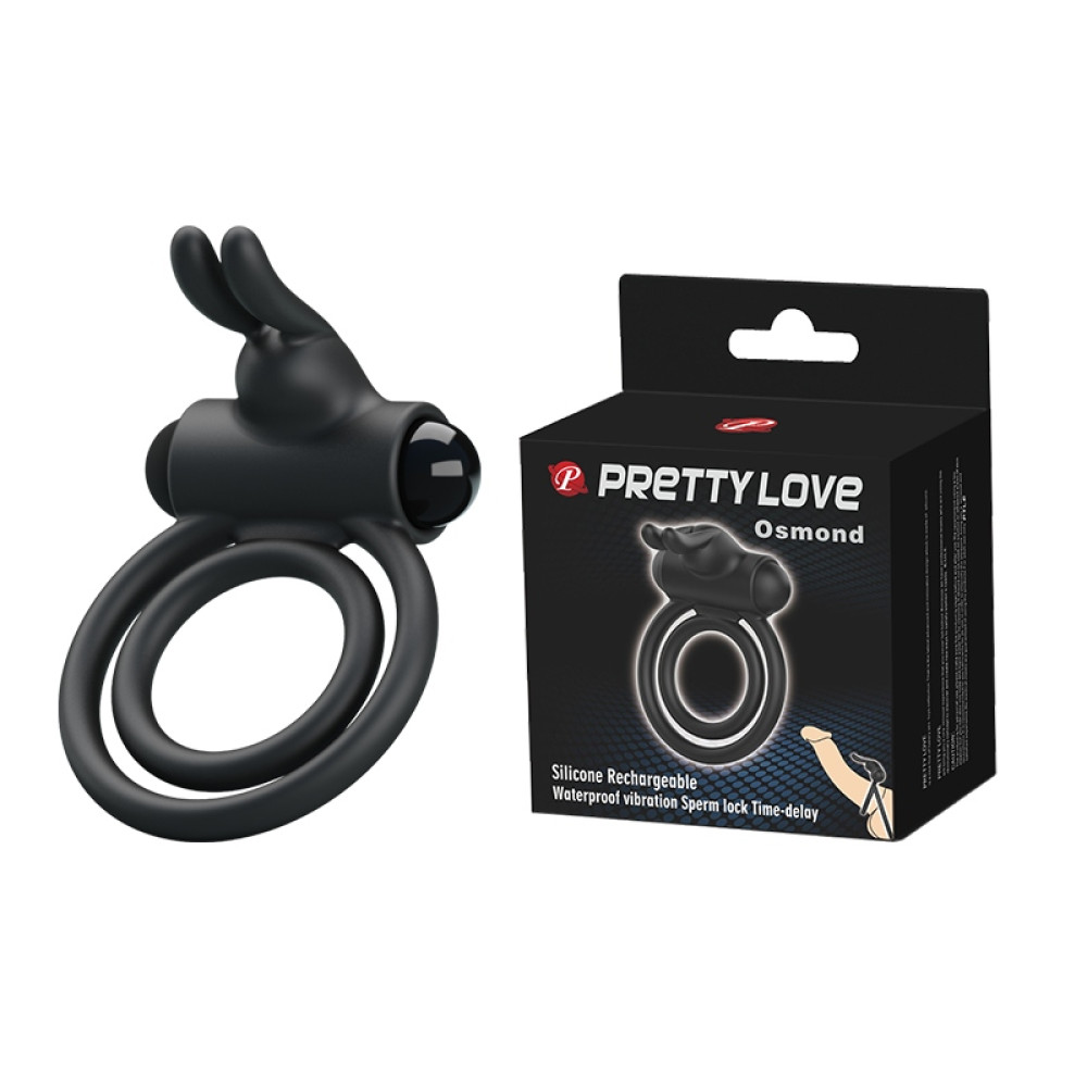 Эрекционное виброкольцо Pretty Love Osmond двойное, черное, 7 х 5 см фото №0 — секс игрушки: Украина, NO TABOO