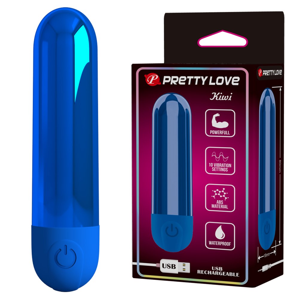 Вибропуля Pretty Love Kiwi синяя, 8 х 1.8 см фото №0 — секс игрушки: Украина, NO TABOO