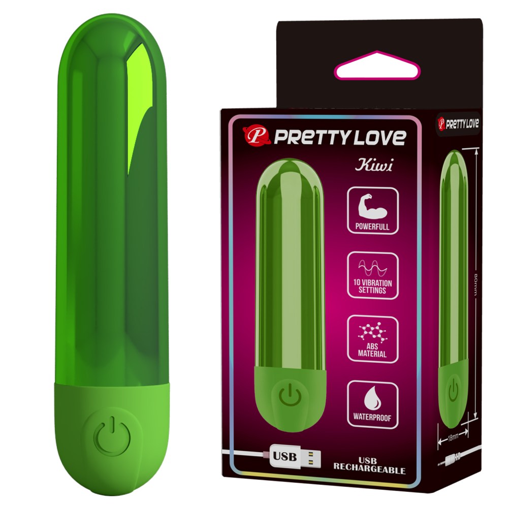 Вибропуля Pretty Love Kiwi зеленая, 8 х 1.8 см фото №0 — секс игрушки: Украина, NO TABOO