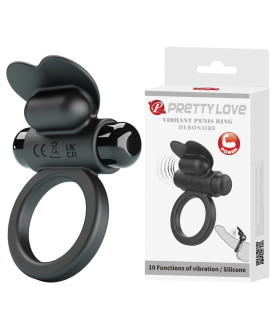 Виброэрекционное кольцо Pretty Love Debonaire черное, 8.5 х 3.5 см - No Taboo