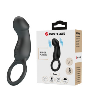 Эрекционное кольцо Pretty Love Trae с вибростимулятором, черное, 11.2 х 2.7 см - No Taboo