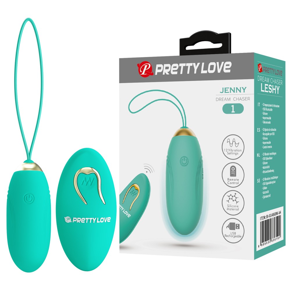 Вибропуля Pretty Love Jenny с пультом, бирюзовая, 7 х 2.8 см фото №0 — секс игрушки: Украина, NO TABOO