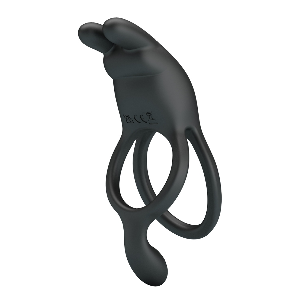 Эрекционное виброкольцо Pretty Love Seth двойное, черное, 12.1 х 4.5 см фото №2 — секс игрушки: Украина, NO TABOO