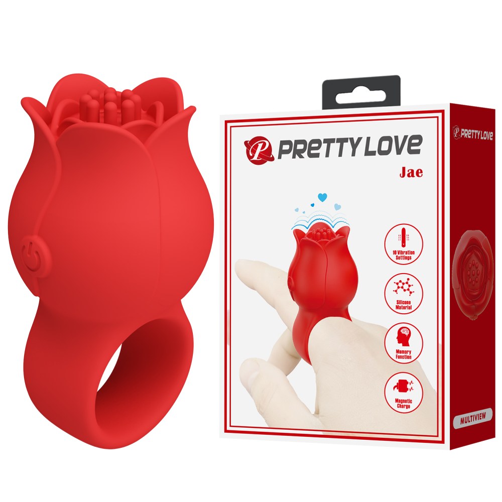Вибратор на палец Pretty Love Jae в виде розы, красный, 6.2 х 3.3 см фото №0 — секс игрушки: Украина, NO TABOO
