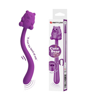 Минивибратор Pretty Love Cute Bear гибкий, фиолетовый, 13.3 х 2.4 см - No Taboo