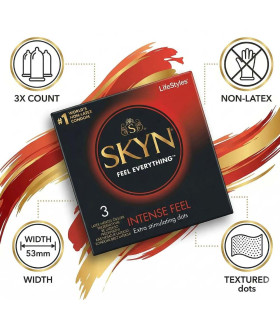 Презервативи безлатексні SKYN Intense Feel, з пухирцями, 3 шт - No Taboo