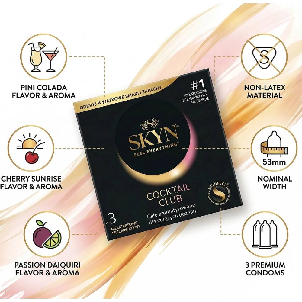 Презервативы безлатексные SKYN Cocktail Club ароматизированные, 3 шт, фото №2 — секс шоп Украина, NO TABOO