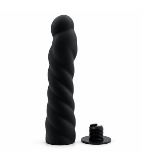 Страпон силиконовый DS Fetish с регулируемой портупеей и насадкой, черный, 16 × 3.2 см - No Taboo