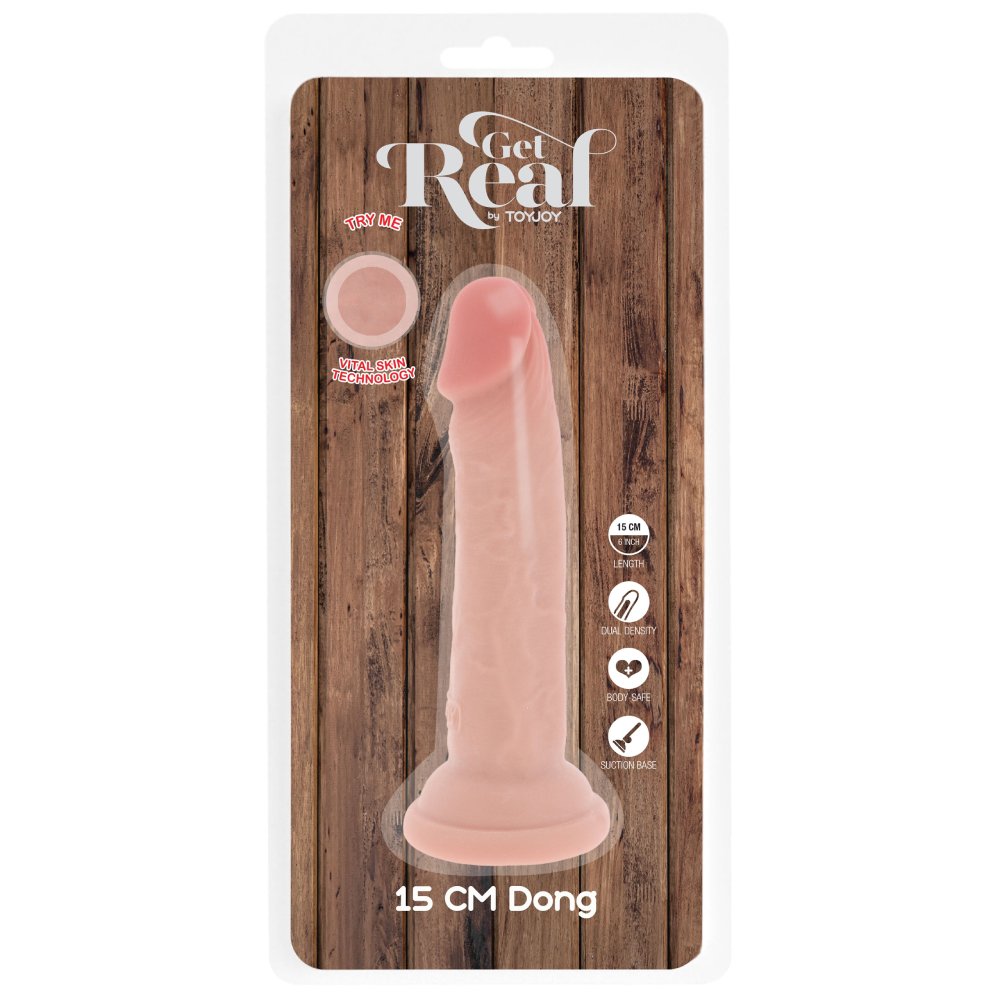 Фалоімітатор на присосці ToyJoy Get Real з подвійною щільністю, бежевий, 15 х 3 см фото №2 — секс іграшки: Україна, NO TABOO