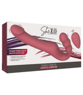 Вібрострапон безремневий She.E.O з пультом, рожевий, 22 × 3.5 см - No Taboo