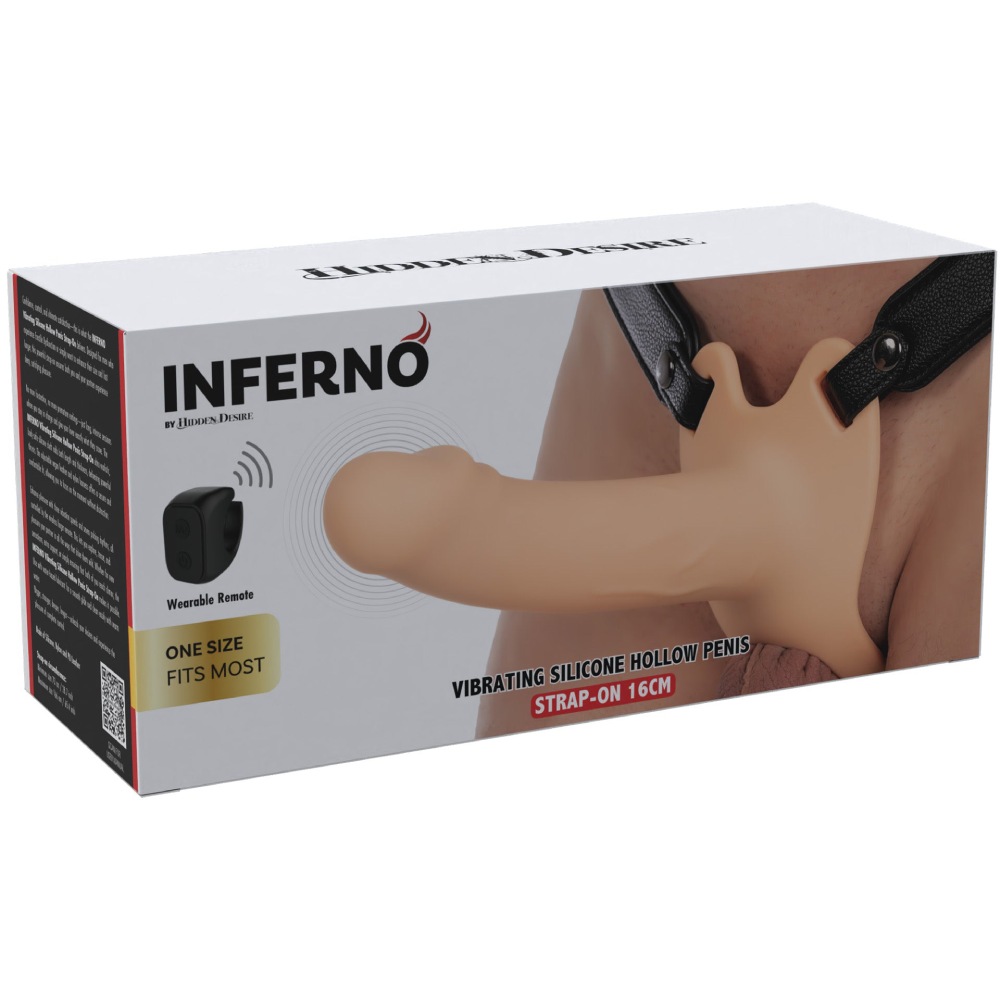 Фалопротез із вібрацією Hidden Desire Inferno з пультом та ременями, бежевий, 16 × 4 см фото №2 — секс іграшки: Україна, NO TABOO