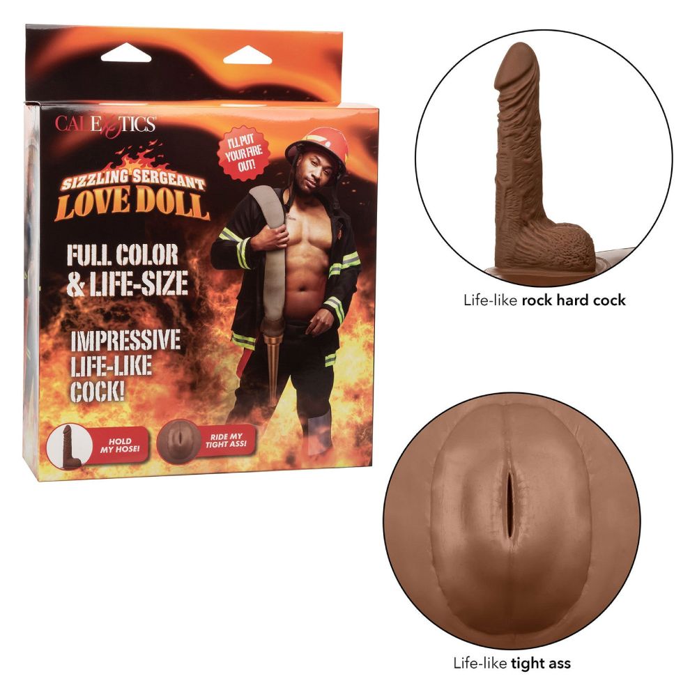Секс-кукла CalExotics Sizzling Sergeant с фаллоимитатором и анусом, коричневая, 14 см фото №2 — секс игрушки: Украина, NO TABOO