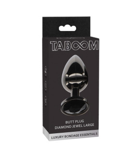 Анальна пробка, L, Taboom, із кристалом, чорна, 9.5 х 4.1 см - No Taboo